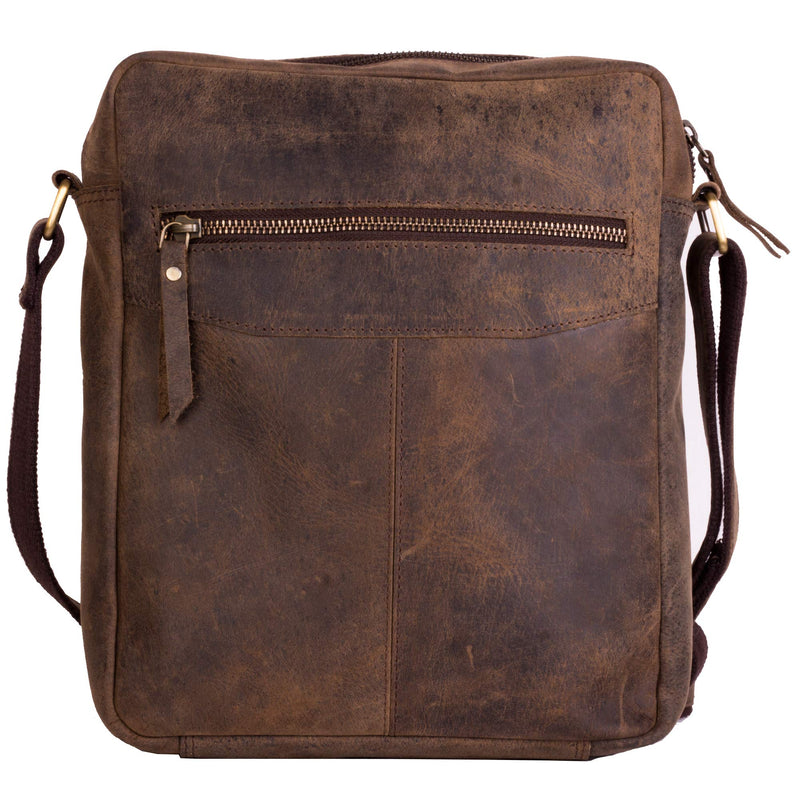 Leather crossbody bag messenger satchel tablet bag 11 inch for men and women