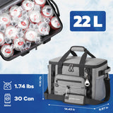 Maelstrom Soft Sided Cooler Bag,30 Can Collapsible Insulated Ice Chest – Large Leakproof, Portable for Camping, Kayaking & Beach, Gray