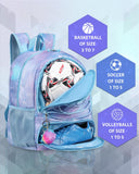 Soccer Ball Bag Backpack for Women with Ball & Shoes Compartment 32L Capacity Lightweight Breathable Girls Basketball Bag Backpack Fit Volleyball Football Sports Travel School Gym Starry Purple