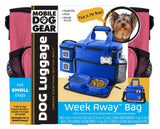 Mobile Dog Gear, Week Away Dog Travel Bag for Small Dogs, Includes Lined Food Carriers and 2 Collapsible Dog Bowl, Pink