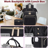 Otevan Lunch Backpack for Women, 15.6 inch Laptop Backpacks for Womens, Work Backpacks with Lunchbox,Insulated Back pack Cooler,Teacher Nurse Travel Backpack for Women