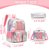Meetbelify Backpack for Girls Backpacks with Lunch Box Pencil Case for Elementary Student Kids School Travel Bag for Girls Ages 6-8 Years Old Pink M