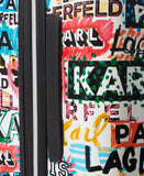 KARL LAGERFELD Paris Women's Logo Explosion Upright Hardside Suitcase, Multi, Large
