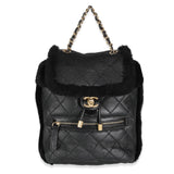 Chanel, Pre-Loved Black Quilted Shearling Paris Hamburg Small Backpack, Black