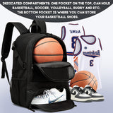 AIRTTUZ Basketball Backpack with Separate Ball Compartment and Shoes Pocket, Large Capacity Sports Equipment Bags for Basketball, Soccer, and Volleyball. (black)