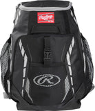 Rawlings | R400 Backpack Equipment Bag | Black (16" H x 12" L x 7.5" D )