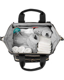 Skip Hop Diaper Bag Backpack: Mainframe Large Capacity Wide Open Structure with Changing Pad & Stroller Attachement, Black with Gold Trim