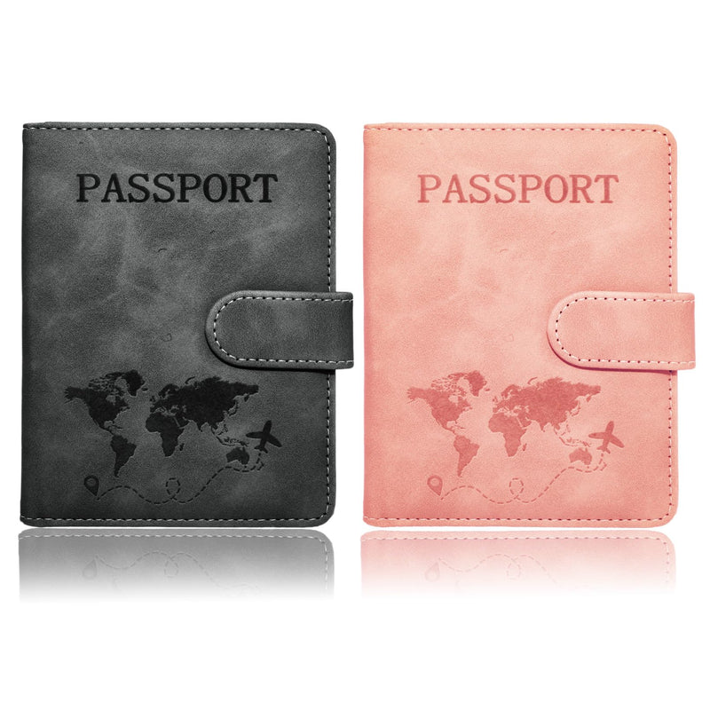 Passport Holder for Travel Essentials, 2 Pack Rfid Passport Cover for Women Men