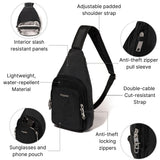 Securtex® Anti-Theft Daytripper Sling - 7x12" Travel Safe Crossbody Bag w/Locking Zippers, Slash-Resistance