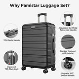 Luggage Sets 11 Piece, Lightweight Hardshell Luggage Large Suitcase with Double Spinner Wheels, Durable ABS Hard Shell Carry on Luggage with TSA-style Combination Lock & Travel Bag (28/24/20/14 Inch)