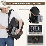 RAINSMORE Camera Bag Professional for DSLR/SLR Mirrorless Waterproof 15.6 Inch Laptop Photography Backpack with Side Access Rain Cover Tripod Holder Large Anti-Theft Camera Backpacks for Photographers