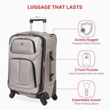 SwissGear Sion Softside Expandable Luggage – Carry-On Suitcase with 360 Degree Wheels & Retractable Handle – 21 Inch, Perfect for 1-3 Night Trips – Pewter