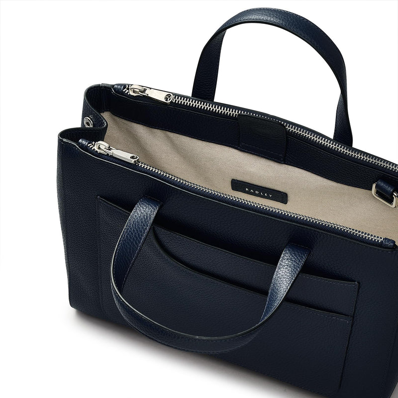 RADLEY London Pockets Soft 2.0 Women's Medium Leather Ziptop Satchel Bag, Ink