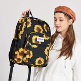 abshoo Classical Basic Womens Sunflower School Backpack For Teen Girls Water Resistant College Bookbag (Sunflower Black)