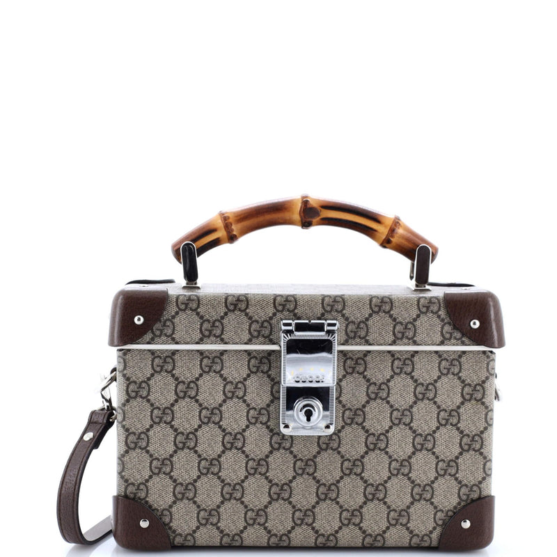 Gucci, Pre-Loved Bamboo Globe-Trotter Vanity Case GG Coated Canvas, Brown