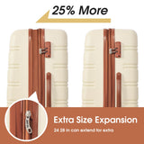 Merax Luggage Sets 2 Piece Suitcase Set 20/28 IN,Carry on Luggage and Travel Bag TSA Lock Expandable,Hard Case Luggage with Spinner Wheels,White and Brown