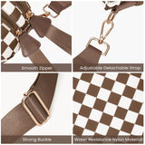 Checkered Crossbody Bum Bags for Women Nylon Checkered Purse Checkerboard Fanny Pack (A03 caramel)
