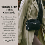 Baggallini Trifecta RFID Wallet Crossbody - 8"x6" Crossbody Bag for Women Convertible Fanny Pack Belt Bag