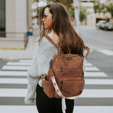WYFJNX Backpack Purse for Women PU Leather Backpack Ladies Fashion Handbag Designer Shoulder Bag Small Travel Bag Brown
