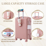 Campfun Luggage Sets 3 Piece, Carry On Luggage Set with Cup Holder and USB Port, Hardshell ABS Suitcase with TSA Lock Double Spinner Wheels Hook, Lightweight Suitcase 20/24/28in, Pink