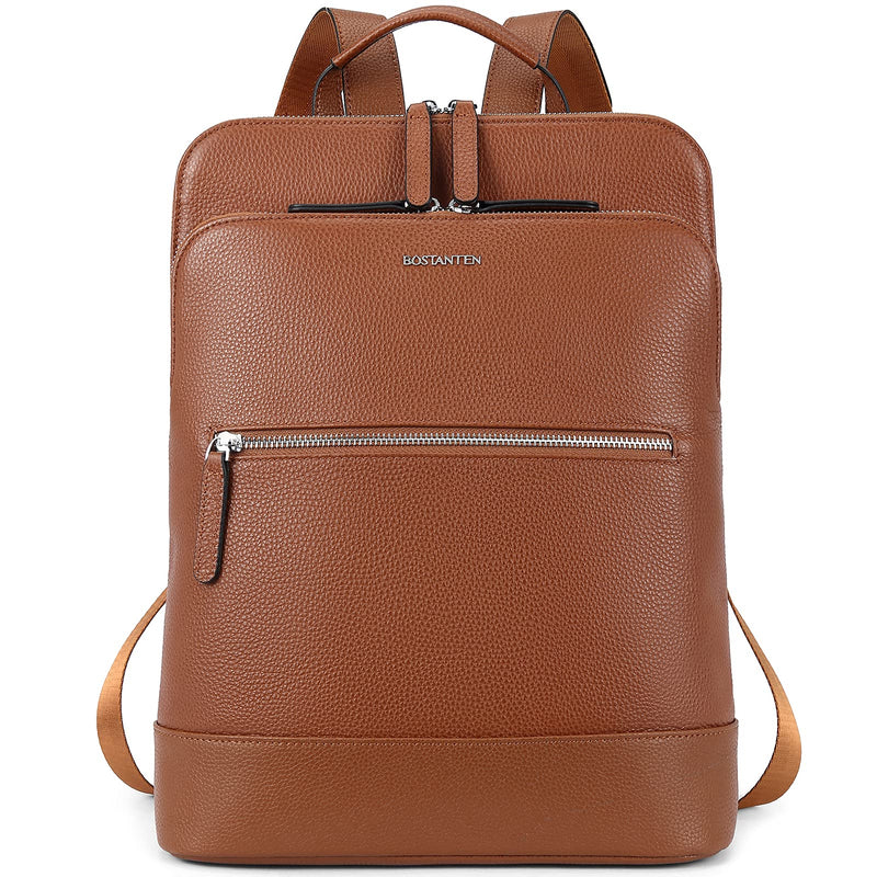 BOSTANTEN Genuine Leather Laptop Backpack Purse for Women Backpack Travel Bag Brown