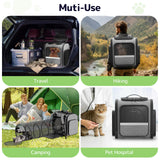 Cat Backpack with Detachable Play Tunnel, 2 in 1 Cat Tunnel Backpack Suitable for Carrying & Playing, Expandable Dog Backpack for Small Medium Kitten Puppy, Suitable for Travel Hiking Camping