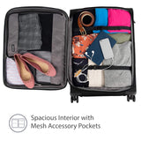 Travelpro Tourlite Softside 25" Expandable Luggage with 4 Spinner Wheels, Lightweight Suitcase, Checked Medium, Black