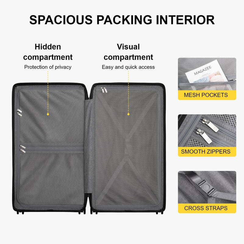 LEVEL8 Luminous 28 Inch Navy Luggage with 6 Set Packing Cubes