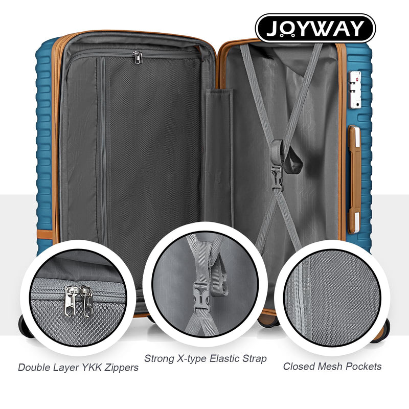 Joyway Luggage Set 7 Piece Suitcase Sets with Spinner Wheel,Hardside Expandable Travel Laggage with TSA Lock(18/20/24/28 Blue)