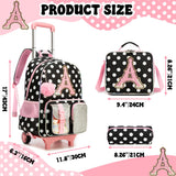 Meetbelify 3 in 1 Backpack with Wheels for Girls Rolling Letter Backpack Cute Carry on Backpacks Kids Luggage with Lunch Box Pencil Case for Elementary Student