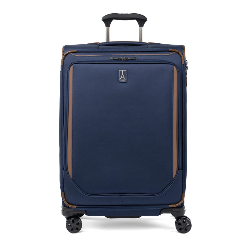 Travelpro Crew Classic Lightweight Softside Expandable Checked Luggage, 8 Wheel Spinner Suitcase, TSA Lock, Men and Women, Checked Medium 25-Inch, Patriot Blue