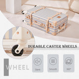UNIWALKER Vintage Luggage Set of 3, Retro Spinner Trunk with Combo Lock for Women, Cute Designer Travel Suitcase Set with Train Case (26"+20"+12",blue strip)