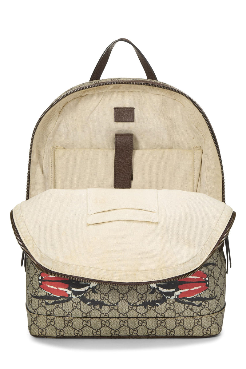 Gucci, Pre-Loved GG Supreme Magnetismo Insect Backpack, Brown