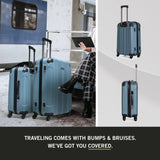 Kenneth Cole REACTION Out of Bounds Lightweight Hardshell 4-Wheel Spinner Luggage, Granite Blue, 28-Inch Checked