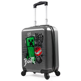 Minecraft Suitcase for Kids Teens Creeper Hard Shell Luggage Rolling Suitcase 4 Wheels Travel Essentials Vacations Trips (Medium Grey, 19.29” - 30L)