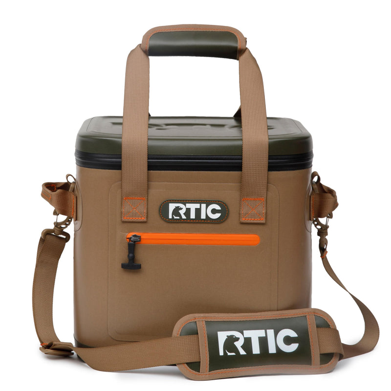 RTIC Ultra-Tough Soft Cooler 12 Can, Insulated Bag Portable Ice Chest for Lunch, Beach, Drink, Beverage, Travel, Camping, Picnic, Car, Trips, Floating Cooler Leak-Proof with Zipper, Tan