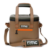 RTIC Ultra-Tough Soft Cooler 12 Can, Insulated Bag Portable Ice Chest for Lunch, Beach, Drink, Beverage, Travel, Camping, Picnic, Car, Trips, Floating Cooler Leak-Proof with Zipper, Tan