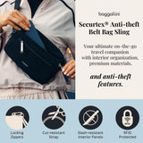 Baggallini Securtex Anti-theft Belt Bag 8.8"x5.5" Crossbody Fanny Pack for Women RFID Wallet Locking Zipper Travel Purse