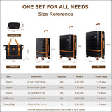 Voytra 5 Piece Luggage Set for Family Travel, Lightweight Hardshell PC+ABS Suitcases set, Suitcase with 8 Smooth Spinner Wheels, TSA Lock, YKK Zippers(20' 24' 28' Black)