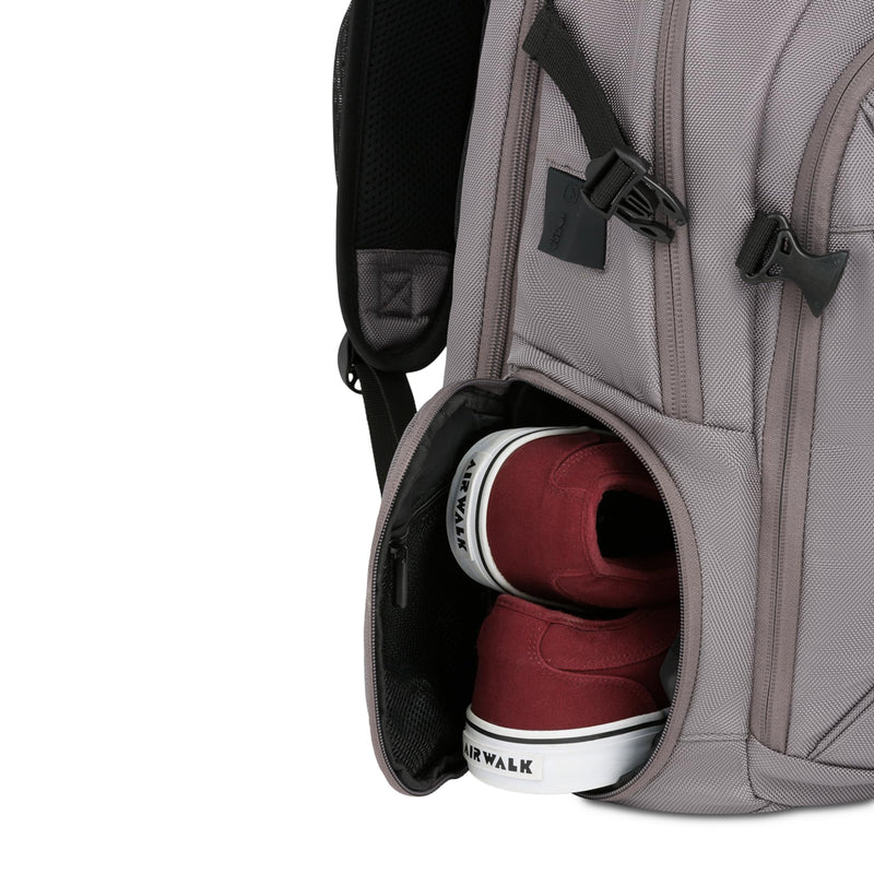 SwissGear Travel Tech Elite Laptop Backpack – Fits Laptops up to 16” – ScanSmart TSA-Friendly Backpack with USB Port, Shoe Compartment & Organizer Pockets – Grey Ballistic