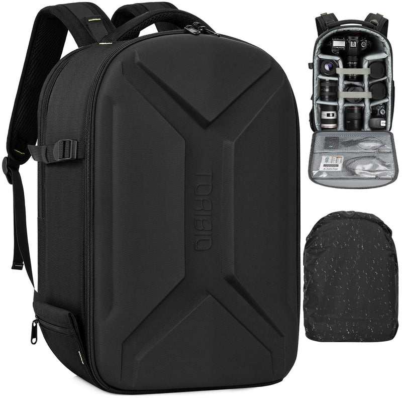 Camera Backpack, Hardshell DSLR Photography Camera Bag with Rain Cover, Waterproof Hard Shell Camera Case with Tripod Holder & 15.6" Laptop Compartment Compatible with Canon/Nikon/Sony/DJI Mavic Drone