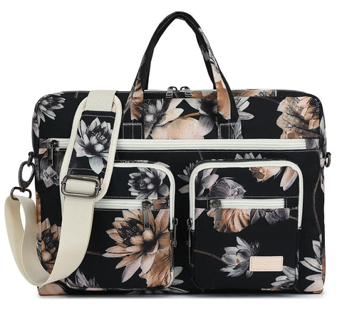 DACHEE 15-15.6 inch Laptop Shoulder Bag, for MacBook Pro 16, Hp Lenovo Dell 14 inch Waterproof Messenger Bag Case Sleeve (NEW Lotus Bag, 15 inch/15.6 inch)…