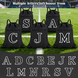 HOLYLUCK Drawstring Bags Initial Backpack Sackpack Cinch Bags for Sports, Gym, Travel, Beach, Letter (Black-K)
