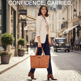 Real Leather Laptop Bag for Women - Leather Tote fits 13 Inch - Work Tote with Luggage Sleeve - Work Bags for Women