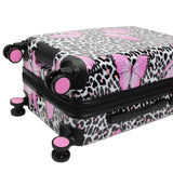 World Traveler Dejuno Butterfly Cheetah 3-Piece Expandable Spinner Luggage Set