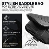 ALMSTHRE Compact Bike Saddle Bag – Midnight Black (Small) | 0.3L Bike Seat Bag (3" x 4.25" x 1.25") | Water-Resistant Ripstop, Waterproof Zipper, Internal Pocket | Durable Under Seat Storage