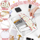 BuyCard Baseball Gifts Makeup Bag with Chenille Letter Patch, Clear Cosmetic Pouch PVC Organizer Purse, Waterproof Travel Bag, Portable Toiletry Storage Bag for Her Friends