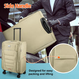Verdi Softside Expandable 28 Inch Luggage with Spinner Wheels Lightweight Large Suitcase (Khaki, Checked-Large 28-Inch)