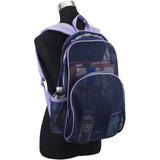 Eastsport Mesh Beach Backpack, College Bookbag, Lightweight See Through for Travel, Swim, Gym, 17.5 Inches, Lavender Mesh Navy Trim