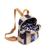 Mini Straw Backpack, Navy Stripe Straw, One Size